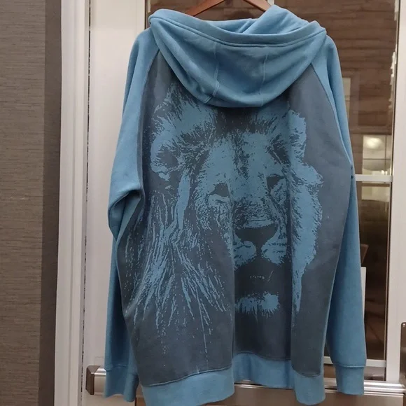 Organika Vintage Blue Skate Boarding Hoodie Lion on Back XL - Picture 3 of 7
